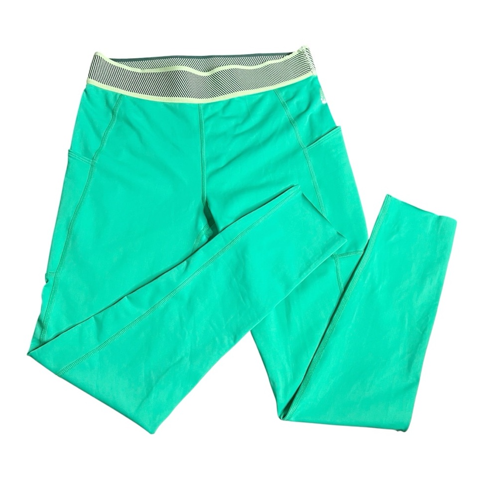 FP Movement Free People Turquoise Leggings Green M High Waisted Cropped Pockets